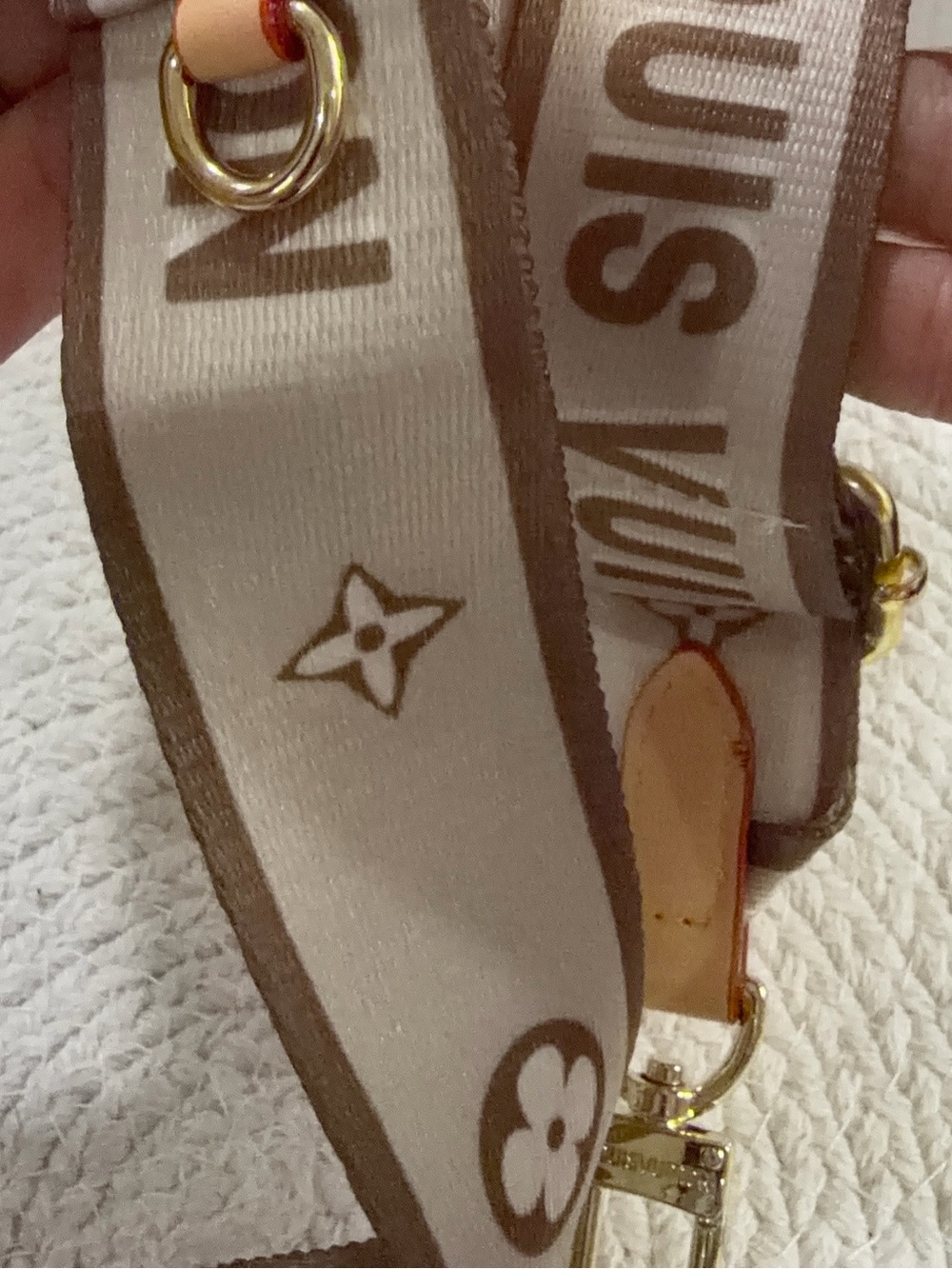 Cream & Black Monogram Adjustable Crossbody Bag Strap | Gold Tone | New - Picture 4 of 5